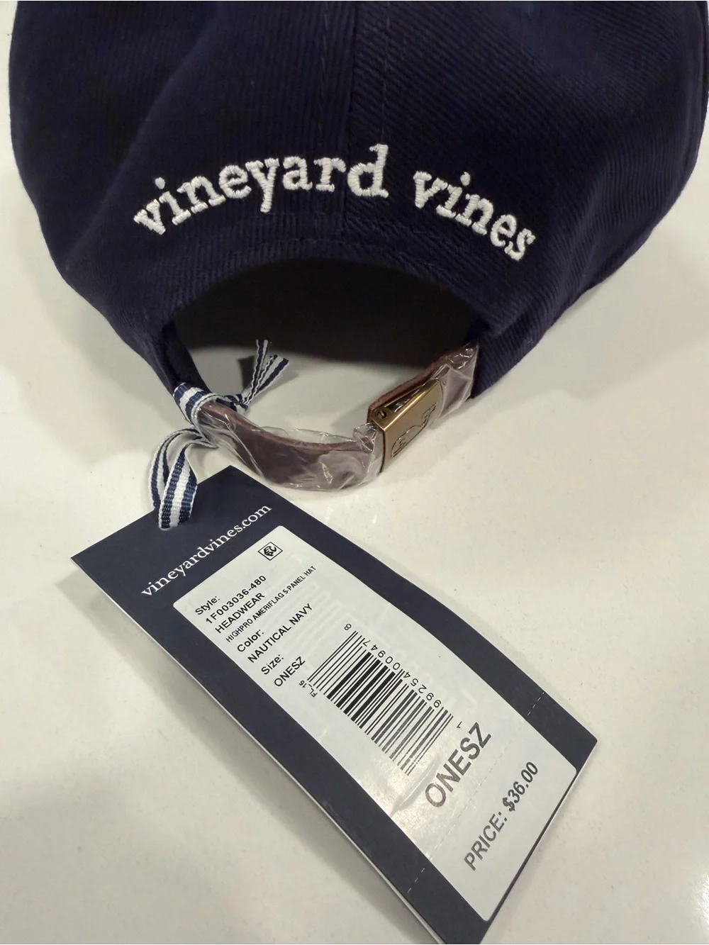 Vineyard Vines Kids Navy Baseball Hat with Embroidered American Flag